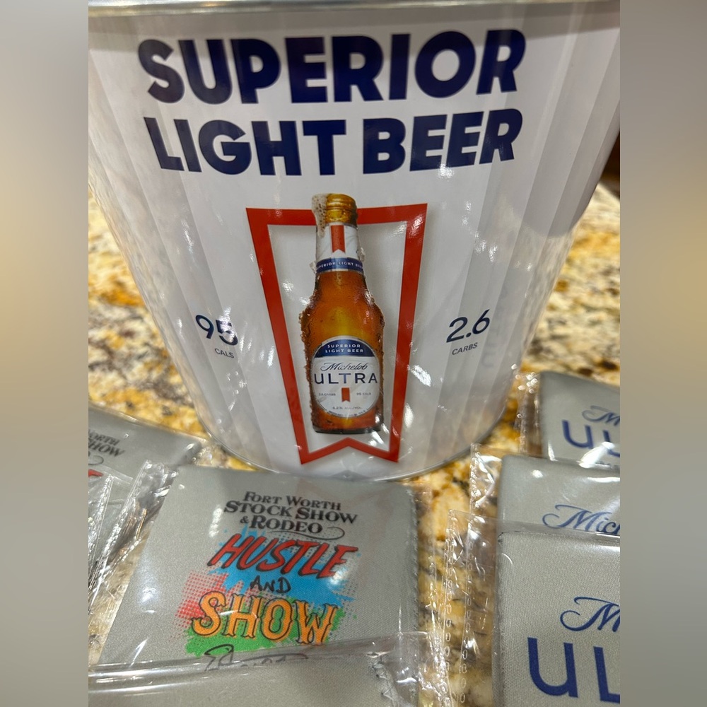 Superior Light Beer Bucket Fort Worth stock show #Super Bowl ready